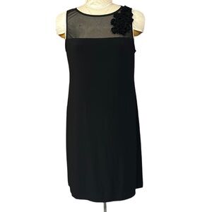 MSK | Sheer Sheath Dress 3D Floral Appliqué Sleeveless Black